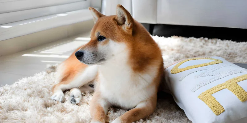 Wicker chair on blue rug